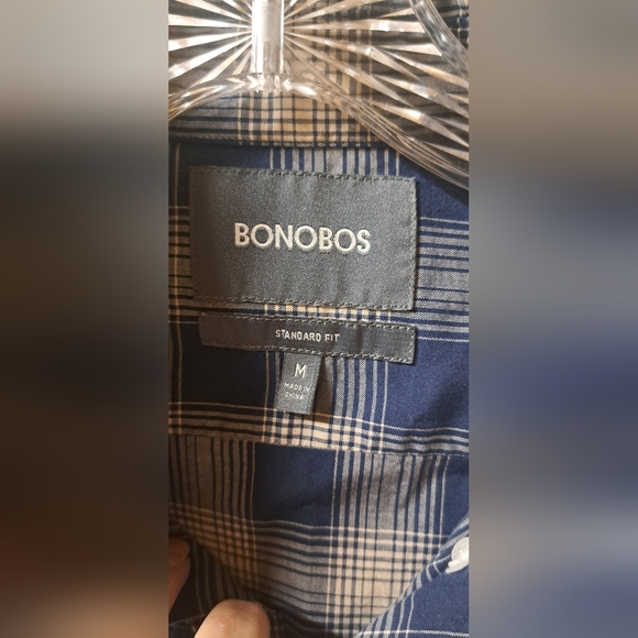 Mens Bonobos Shirt M Standard Fit  Button Down Plaid Blue Lightweight Cotton - Picture 3 of 7